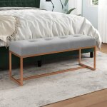 Banc gris 110x36x45 cm velours