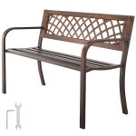Banc de jardin 116 cm - duoku - banquette d'ext�rieur en acier carbone avec dossier en maille pvc et ...