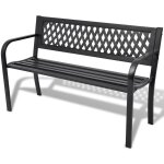 Banc de jardin avec dossier ergonomique en pvc et rev�tement anti - rouille 118 cm acier noir