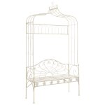 Banc de jardin 122 cm fer blanc antique