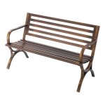 Banc de jardin 127 cm - duoku - banquette d'ext�rieur en acier carbone avec dossier a lattes et accoudoirs ...