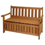 Banc de jardin 2 places avec accoudoirs coffre 2 places 85 x 115 x 58 cm en bois marron 04 0010253
