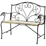 Banc de jardin 2 places style n�o - r�tro fer forg� lignes fusel�es m�tal noir dor� effet vieilli