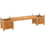 Banc de jardin 210 cm design en teck avec jardini�res el�gance naturelle 10 0007937
