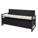 Banc de jardin 3 places en polyrotin anthracite coffre de rangement avec coussin d'assise cr�me 04 0004184 ...