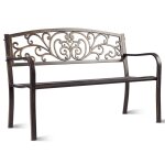 Banc de jardin en acier banquette en fer forgé bronzé 127 x 60 x 85 cm dossier a motif papillon helloshop26 ... Banc de jardin en acier banquette en fer forgé bronzé 127 x 60 x 85 cm dossier a motif papillon helloshop26 ...