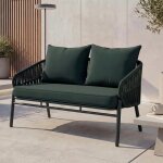 Banc de jardin en aluminium hwc - p90, canap� de jardin, banc d'ext�rieur, tressage en corde, tissu / ...