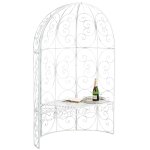 Banc de jardin avec arche a rosiers en métal blanc vieilli style vintage mdj10183 Banc de jardin avec arche a rosiers en métal blanc vieilli style vintage mdj10183