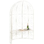 Banc de jardin avec arche a rosiers en métal crème vieilli style vintage mdj10186 Banc de jardin avec arche a rosiers en métal crème vieilli style vintage mdj10186