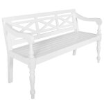 Banc de jardin banquette batavia 123 x 50 x 81 cm bois d'acajou massif blanc helloshop26 02 0010851