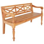 Banc de jardin banquette batavia 123 x 50 x 81 cm bois d'acajou massif marron clair helloshop26 02 0010781 ...