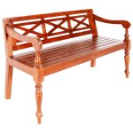Banc de jardin banquette batavia 123 x 50 x 81 cm bois d'acajou massif marron fonc� helloshop26 02 0010923 ...