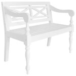 Banc de jardin banquette batavia 98 x 50 x 82 cm bois d'acajou massif blanc helloshop26 02 0010866