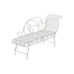 Banc de jardin banquette design en fer forg blanc vieilli dossier ct droit 156x46 cm mdj10190