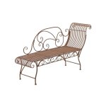 Banc de jardin banquette design en fer forg marron vieilli dossier ct droit 156x46 cm mdj10189
