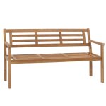 Banc de jardin en bois d'acacia massif avec dossier et accoudoirs sans coussins 04 0005835