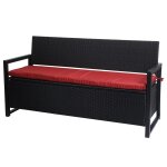 Banc de jardin coffre 3 places avec rangement en poly - rotin anthracite et coussin bordeaux 04 0010315 ...