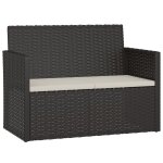 Banc de jardin avec coussins noir 105 cm résine tressée Banc de jardin avec coussins noir 105 cm résine tressée