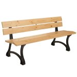 Banc de jardin avec dossier 3 places 170 cm style parc classique en bois de pin verni et fonte 04 0009567 ...