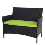 Banc de jardin halden en polyrotin, banquette anthracite, coussin vert