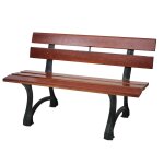 Banc de jardin hwc - f96, banc du parc, banquette en bois, fonte 3 places, 170cm marron