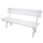 Banc de jardin hwc - l66, banc en bois banc de parc, qualit� gastronomique, bois massif 148cm blanc