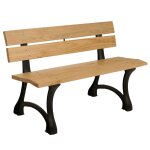 Banc de jardin hwc - o20, banc de parc banc en bois 2 places, fonte bois pin, 125cm marron clair