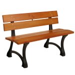 Banc de jardin hwc - o20, banc de parc banc en bois 2 places, fonte bois pin, 125cm teck