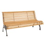 Banc de jardin hwc - o24, banc 3 places en bois et fonte, 160 cm naturel