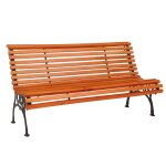 Banc de jardin hwc - o24, banc 3 places en bois et fonte, 160 cm teck