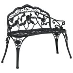 Banc de jardin meuble de patio d'ext�rieur terrasse 100 x 54 x 80 cm aluminium coul� noir helloshop26 ...