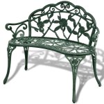 Banc de jardin meuble de patio d'ext�rieur terrasse 100 x 54 x 80 cm aluminium coul� vert helloshop26 ...