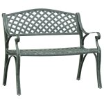 Banc de jardin meuble de patio d'ext�rieur terrasse 102 x 50 x 83 cm aluminium coul� vert helloshop26 ...