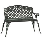 Banc de jardin meuble de patio d'ext�rieur terrasse 108 cm aluminium coul� vert helloshop26 02 0011155 ...