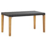 Banc de jardin meuble de patio d'ext�rieur terrasse 120 cm noir r�sine tress�e et bois d'acacia helloshop26 ...