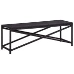 Banc de jardin meuble de patio d'ext�rieur terrasse 120 x 40 x 43 cm r�sine tress�e noir helloshop26 ...