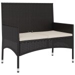 Banc de jardin meuble de patio d'extérieur terrasse a 2 places avec coussins noir résine tressée helloshop26 ... Banc de jardin meuble de patio d'extérieur terrasse a 2 places avec coussins noir résine tressée helloshop26 ...