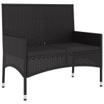 Banc de jardin meuble de patio d'extérieur terrasse a 2 places avec coussins résine tressée noir helloshop26 ... Banc de jardin meuble de patio d'extérieur terrasse a 2 places avec coussins résine tressée noir helloshop26 ...
