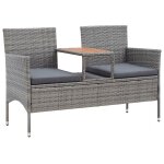 Banc de jardin meuble de patio d'ext�rieur terrasse 2 places et table a th� 143 x 65 x 88 cm r�sine tress�e ...