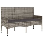 Banc de jardin meuble de patio d'extrieur terrasse a 3 places avec coussins 140 x 51 x 85 cm gris rsine ...