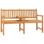 Banc de jardin meuble de patio d'ext�rieur terrasse 3 places avec table 150 x 62, 5 x 90 cm bois de teck ...