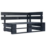 Banc de jardin meuble de patio d'ext�rieur terrasse d'angle palette de jardin 110 x 65 x 55 cm bois noir ...