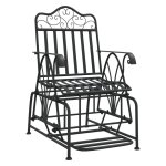 Banc de jardin meuble de patio d'ext�rieur terrasse coulissant 61 cm noir acier helloshop26 02 0011122 ...