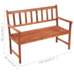 Banc de jardin meuble de patio d'ext�rieur terrasse avec coussin 120 cm bois d'acacia massif helloshop26 ...