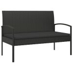 Banc de jardin meuble de patio d'ext�rieur terrasse avec coussin noir 105 cm r�sine tress�e helloshop26 ...