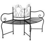 Banc de jardin meuble de patio d'ext�rieur terrasse tour d'arbre 150 cm noir acier helloshop26 02 0011845 ...