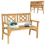 Banc de jardin pliable 120 x 56 x 90 cm 2 places confortable et ergonomique style classique en bois acacia ...