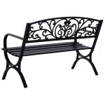 Banc de jardin terrasse en acier fonte noir 2 places