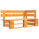 Banc palette d'angle de jardin bois marron miel Banc palette d'angle de jardin bois marron miel