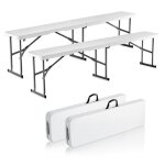 Banc pliant en plastique - vevor - 1820 mm - banc d'extrieur pliable portable, lisse en pehd impermable ...